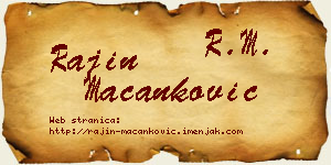 Rajin Macanković vizit kartica